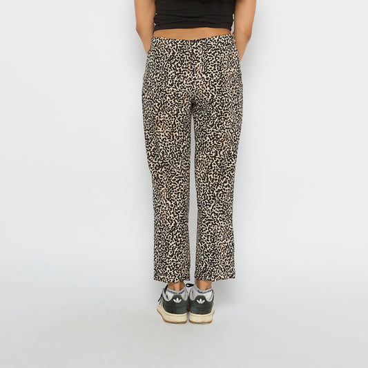 Leopard  Side Zip Straight Leg Trousers - UK 8