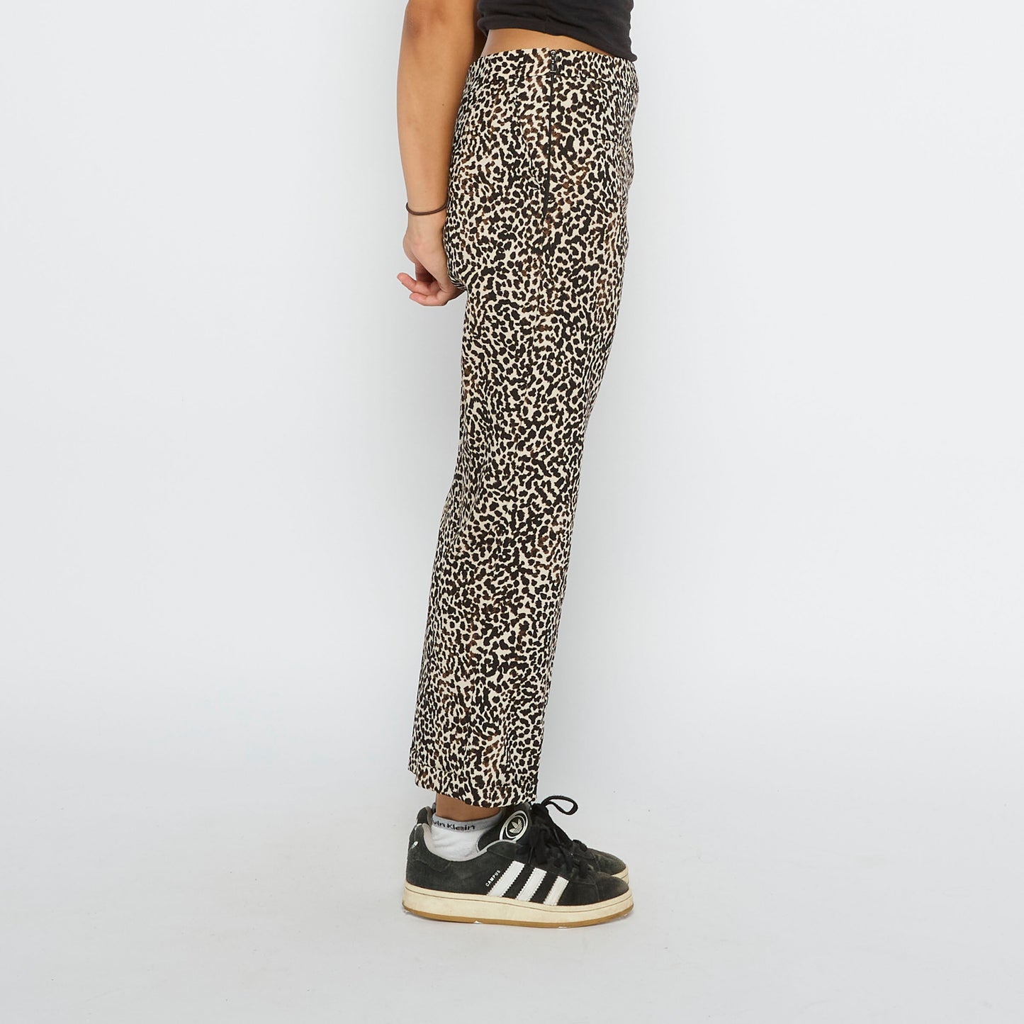 Leopard  Side Zip Straight Leg Trousers - UK 8