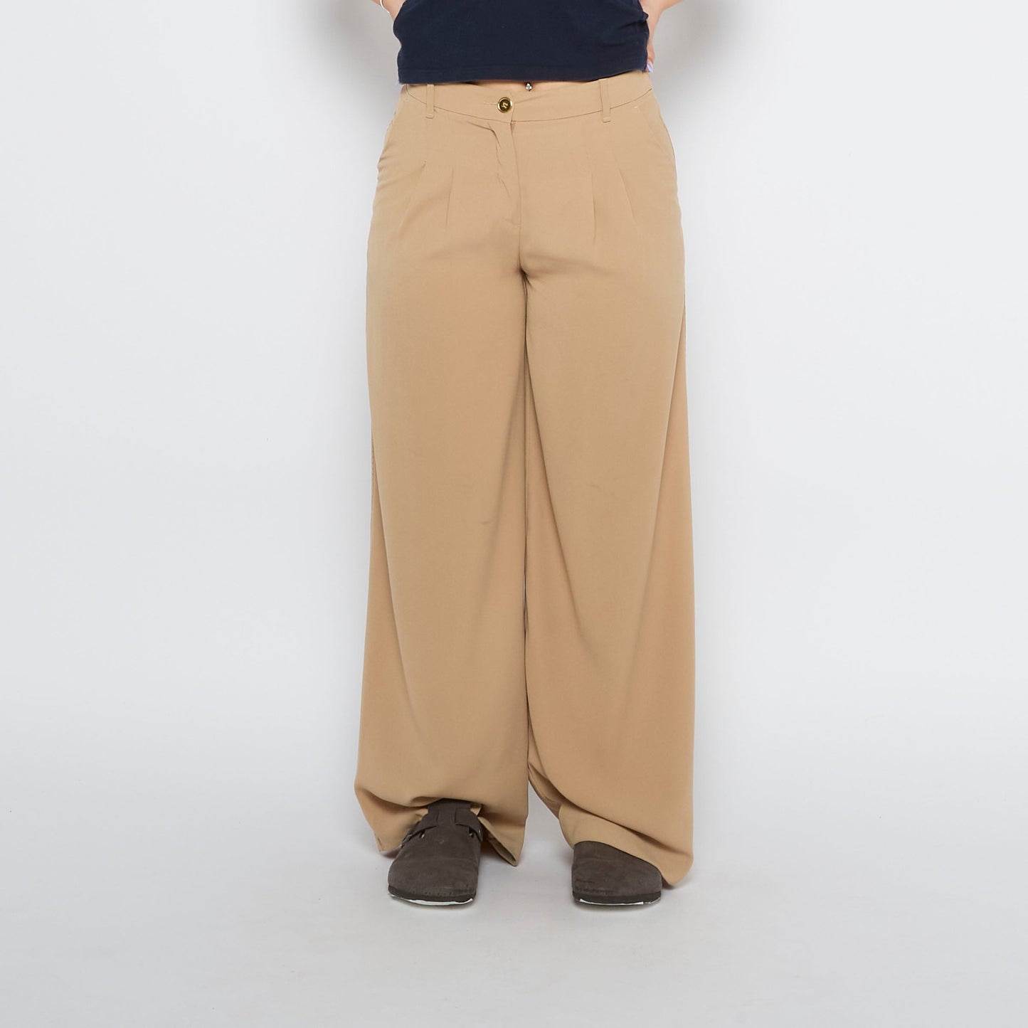 Wide Leg Pleated Trousers - UK 10