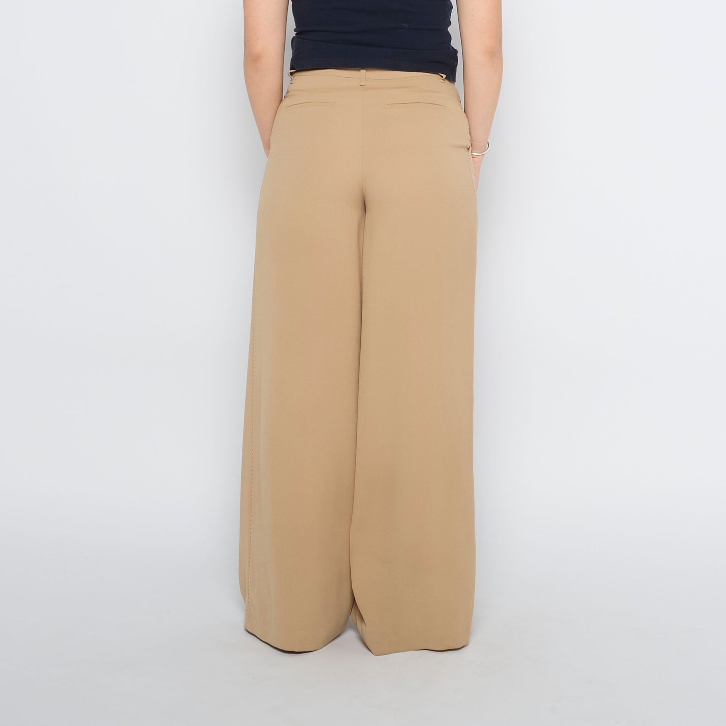 Wide Leg Pleated Trousers - UK 10