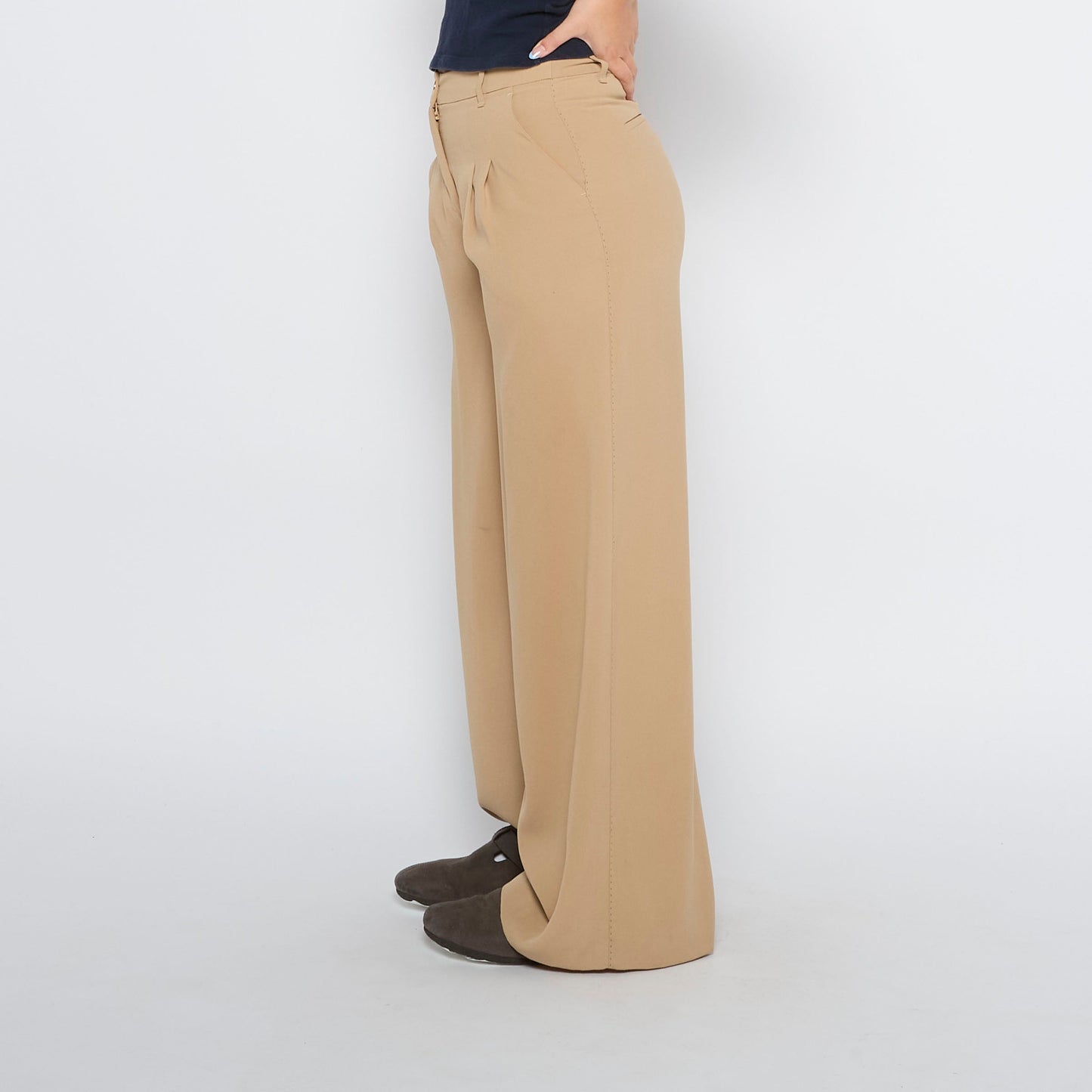 Wide Leg Pleated Trousers - UK 10