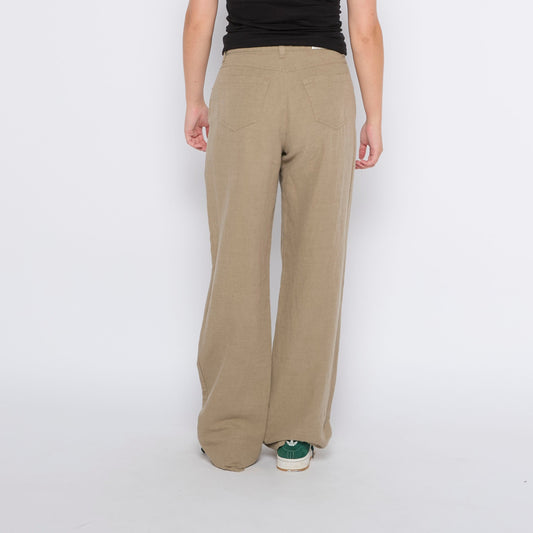 Linen 5 Pocket Jean Style Wide Leg Trousers - UK 10