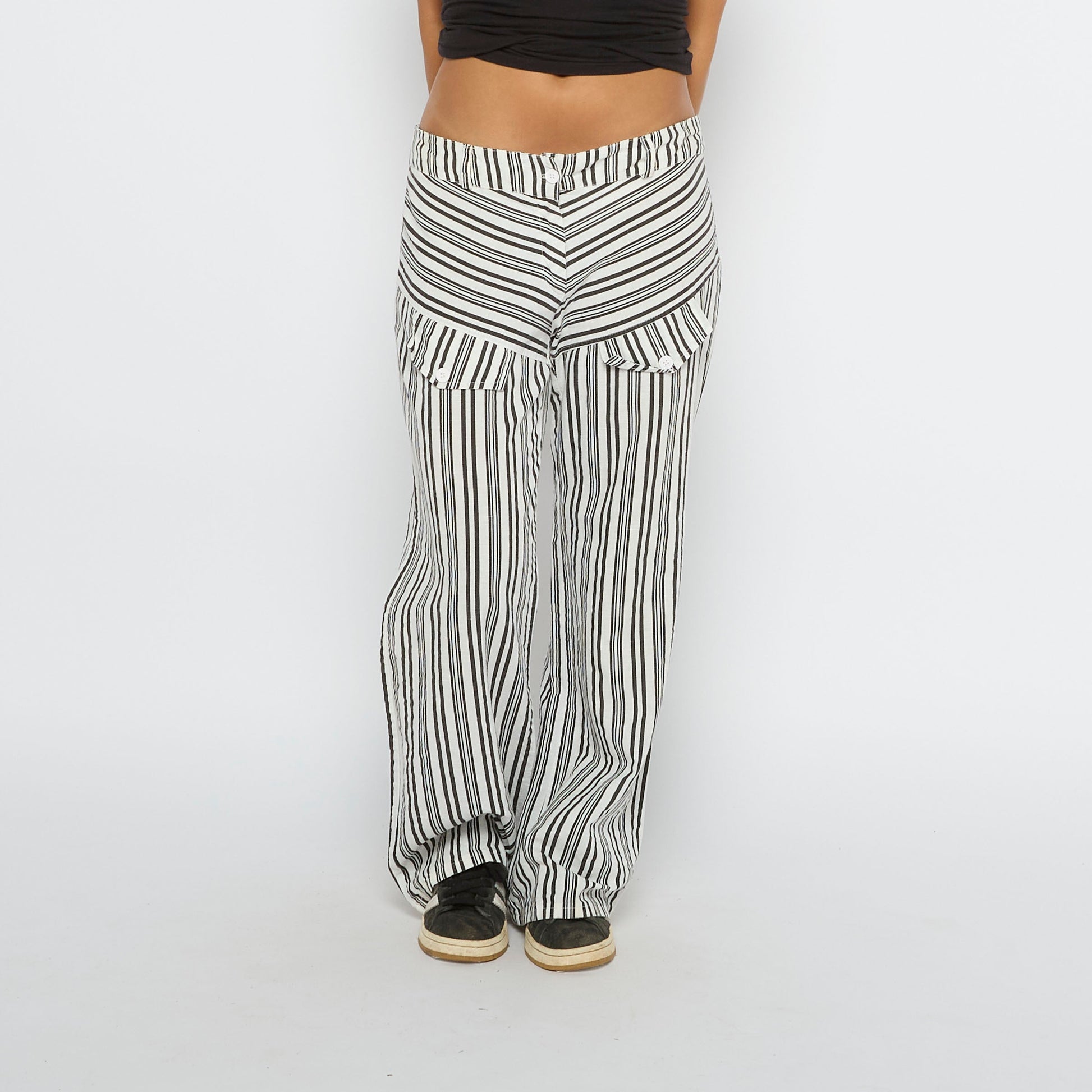 Pocket Detail Striped Linen Trousers - UK 10