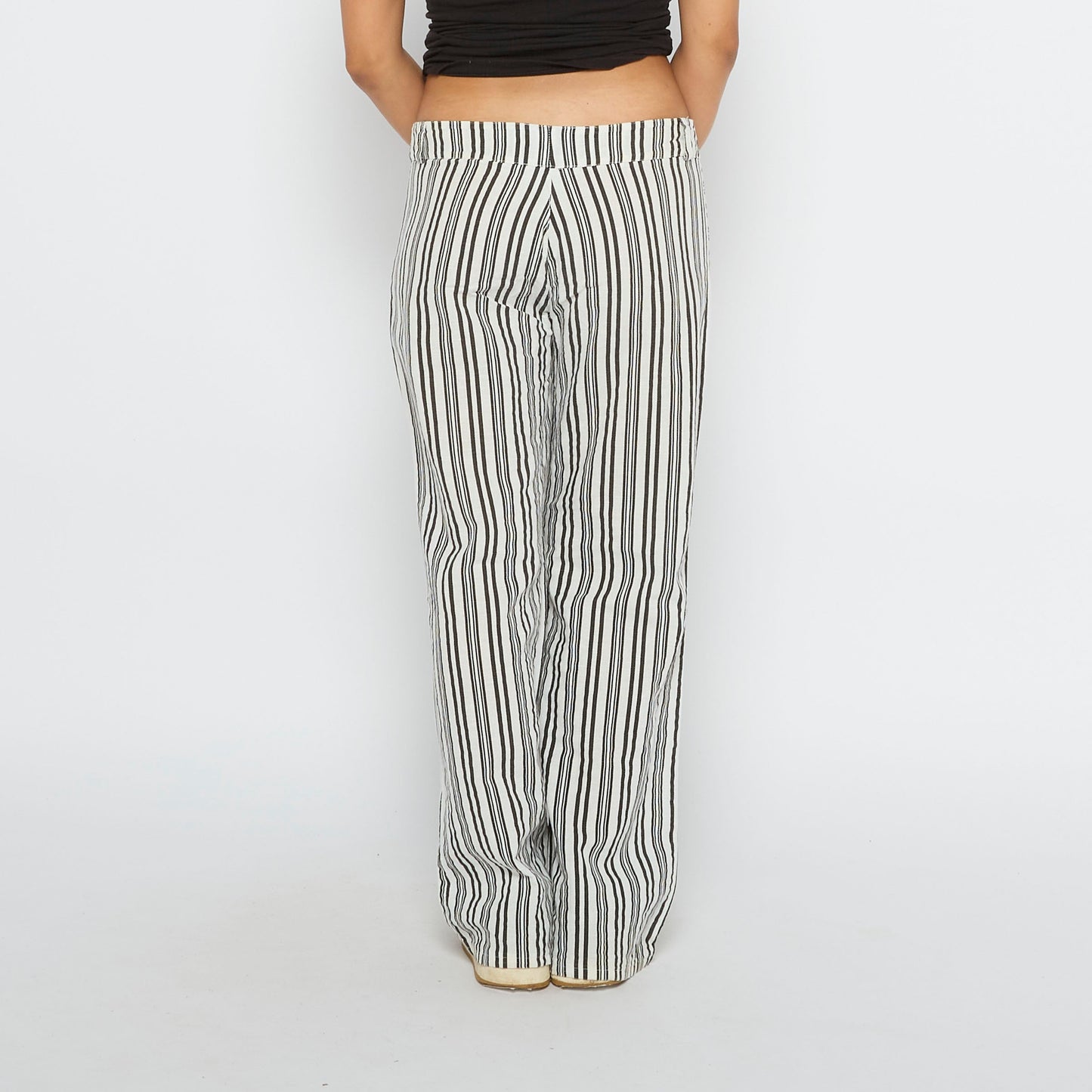 Stripe Linen Wide Leg Trousers - UK 10