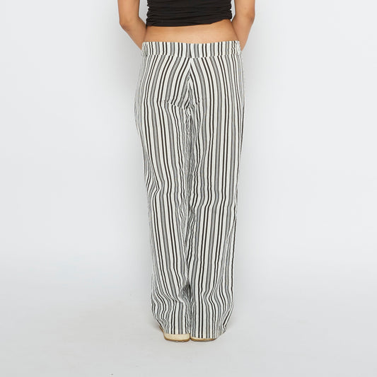 Stripe Linen Wide Leg Trousers - UK 10