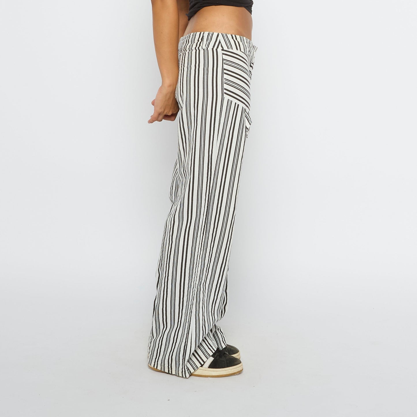 Stripe Linen Wide Leg Trousers - UK 10