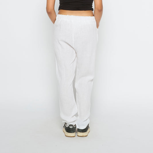 Drawstring Waist Linen Trousers - UK 10