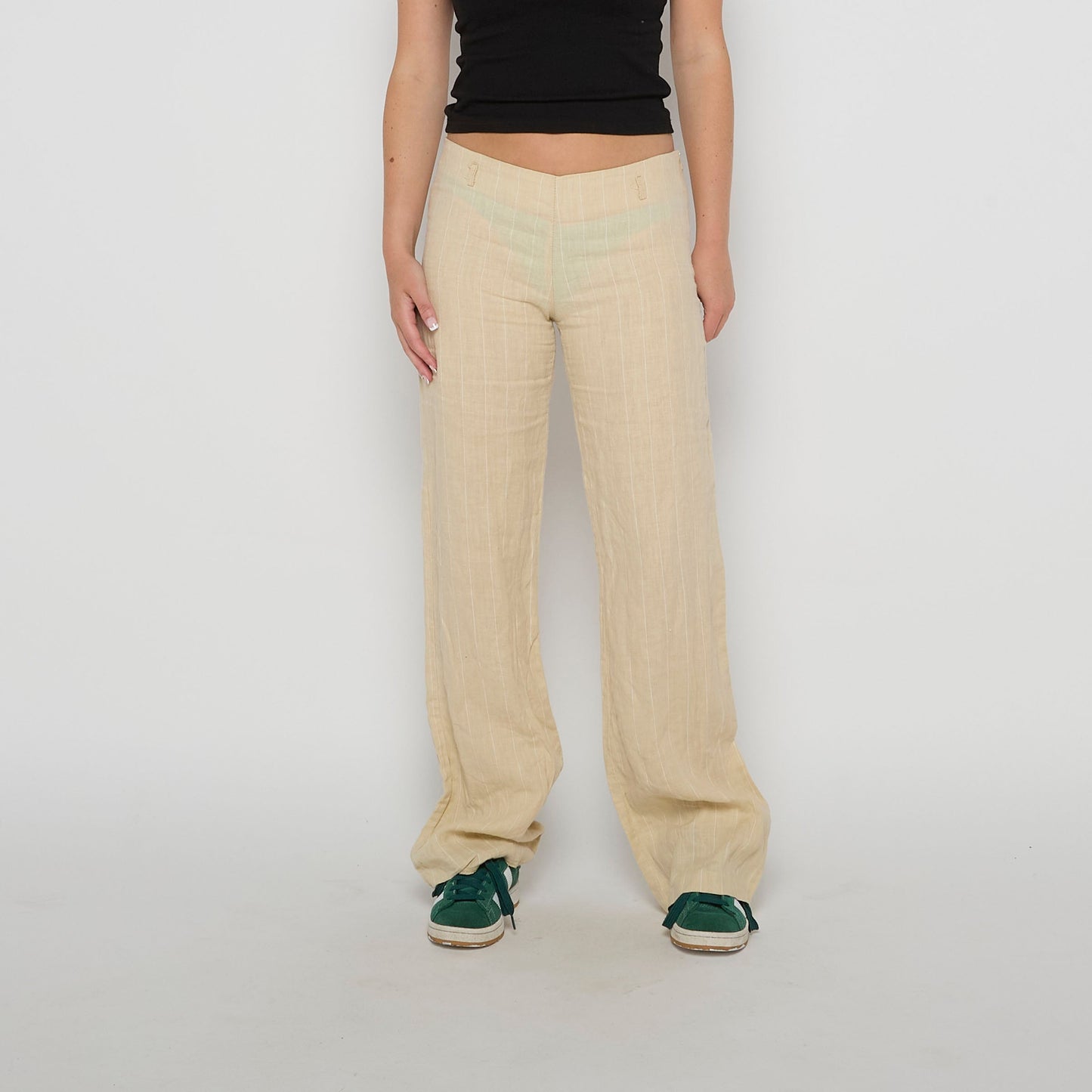 Linen Wide Leg Trousers - UK 12