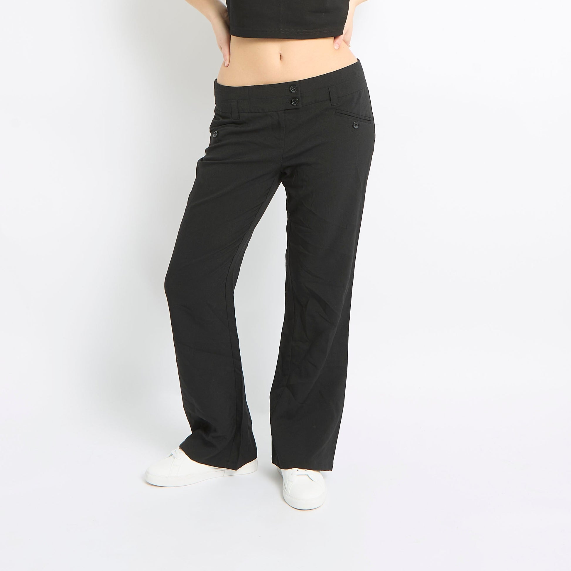 Low Waist Button Detail Suit Trousers - UK 14