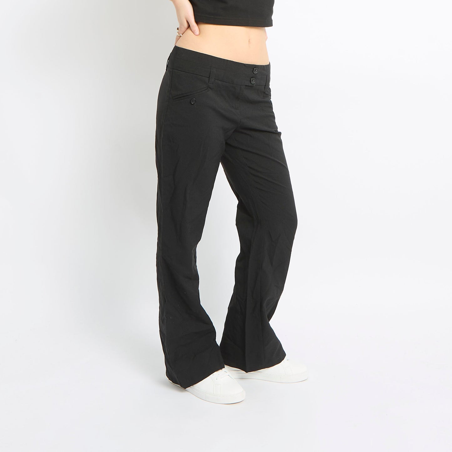 Low Waist Button Detail Suit Trousers - UK 14