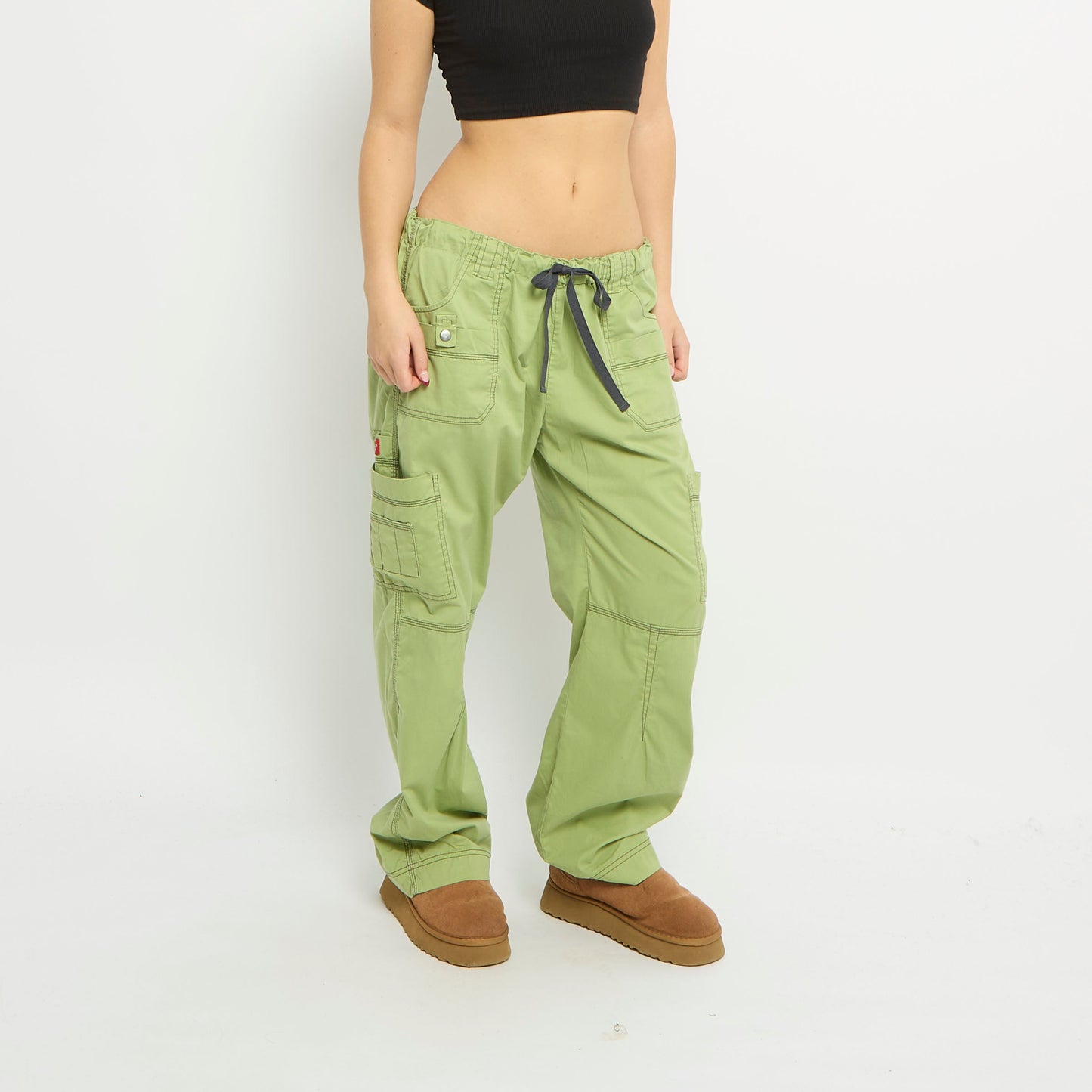 Contrast Stitch Straight Leg Cargo Trousers - UK 14