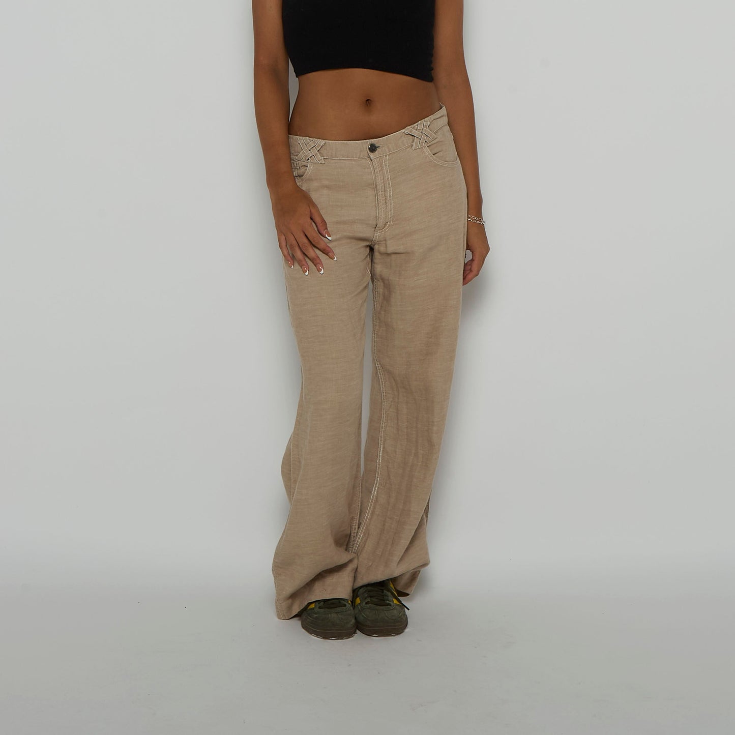 Linen Wide Leg Trousers - UK 12