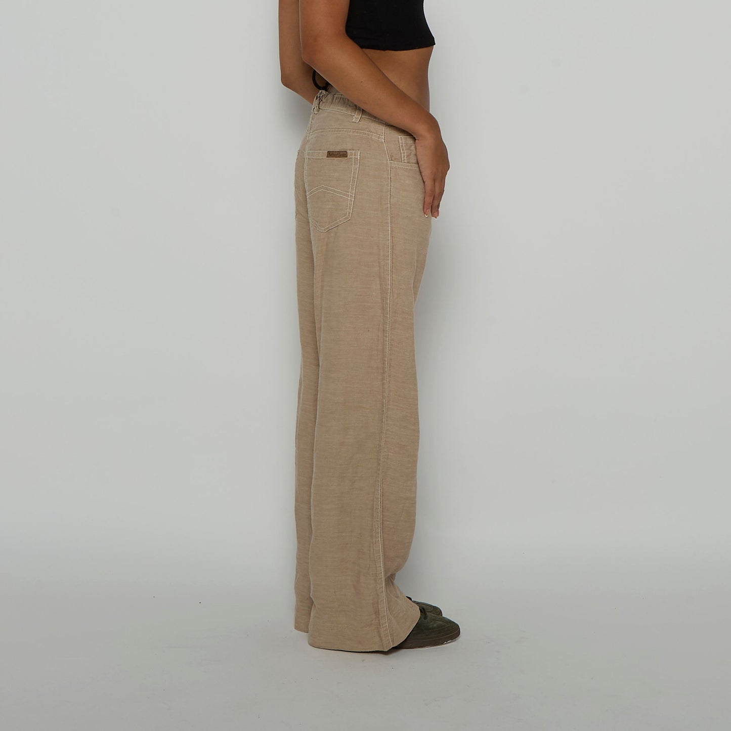 Linen Wide Leg Trousers - UK 12