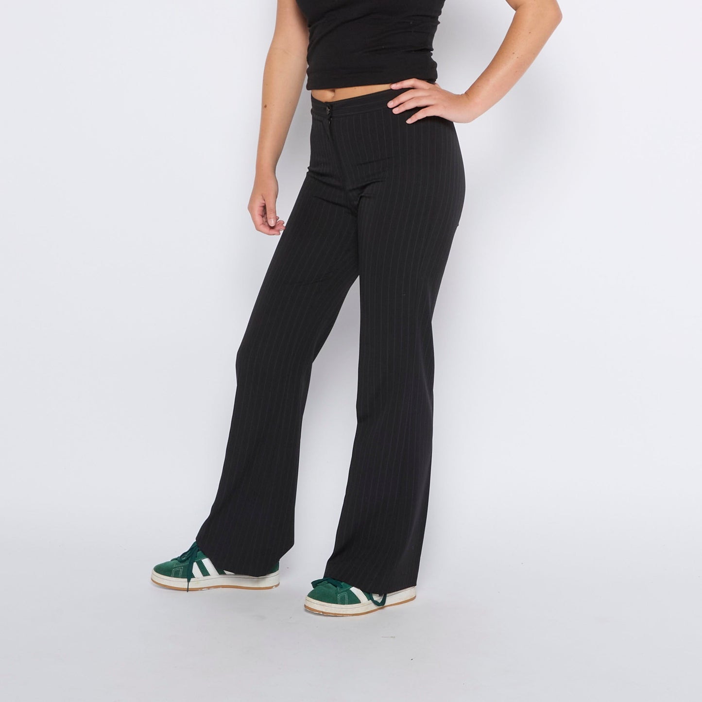 Pinstripe High Waisted Trousers - UK 8