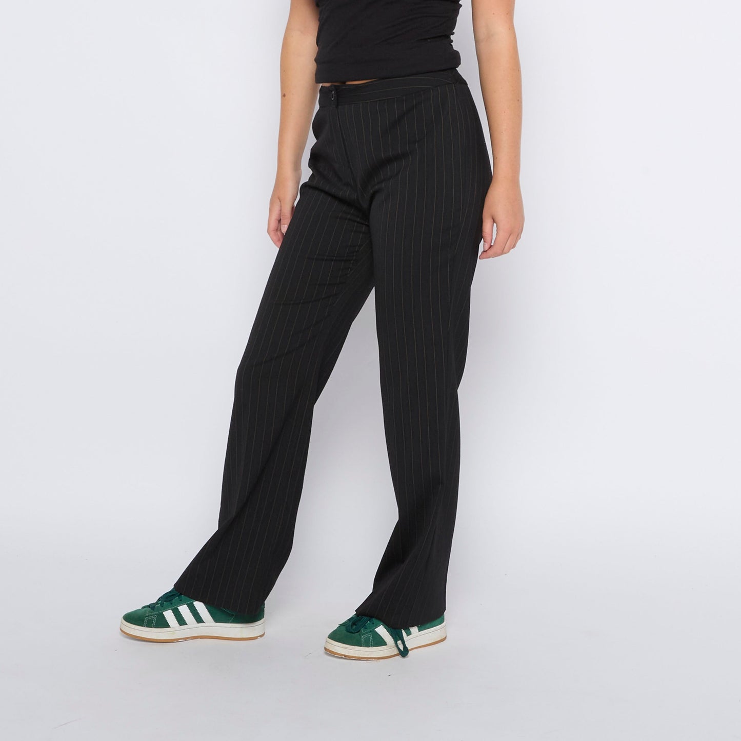 Pinstripe High Waisted Trousers - UK 8