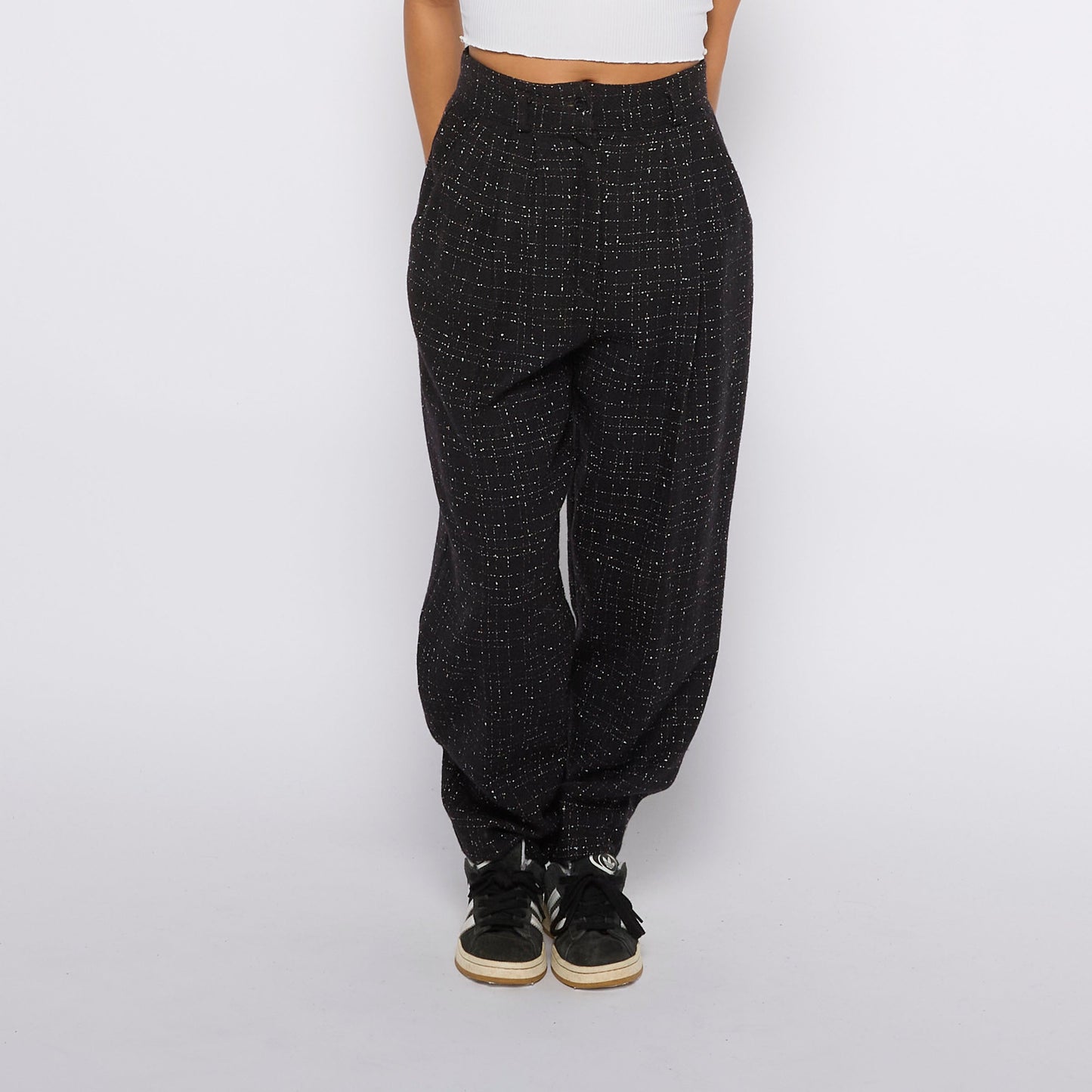 Textured High Waisted Trousers - UK 8