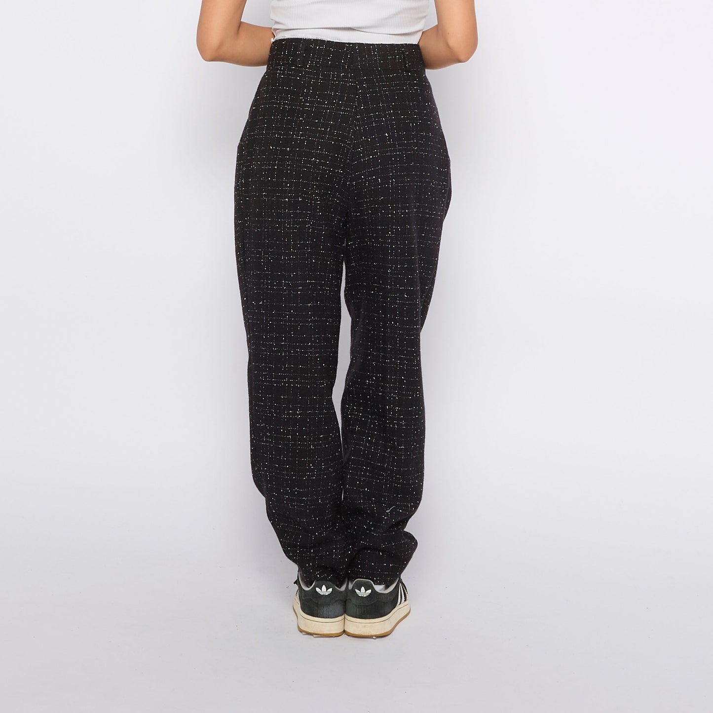 Tweed High Waisted Slouchy Trousers - UK 8