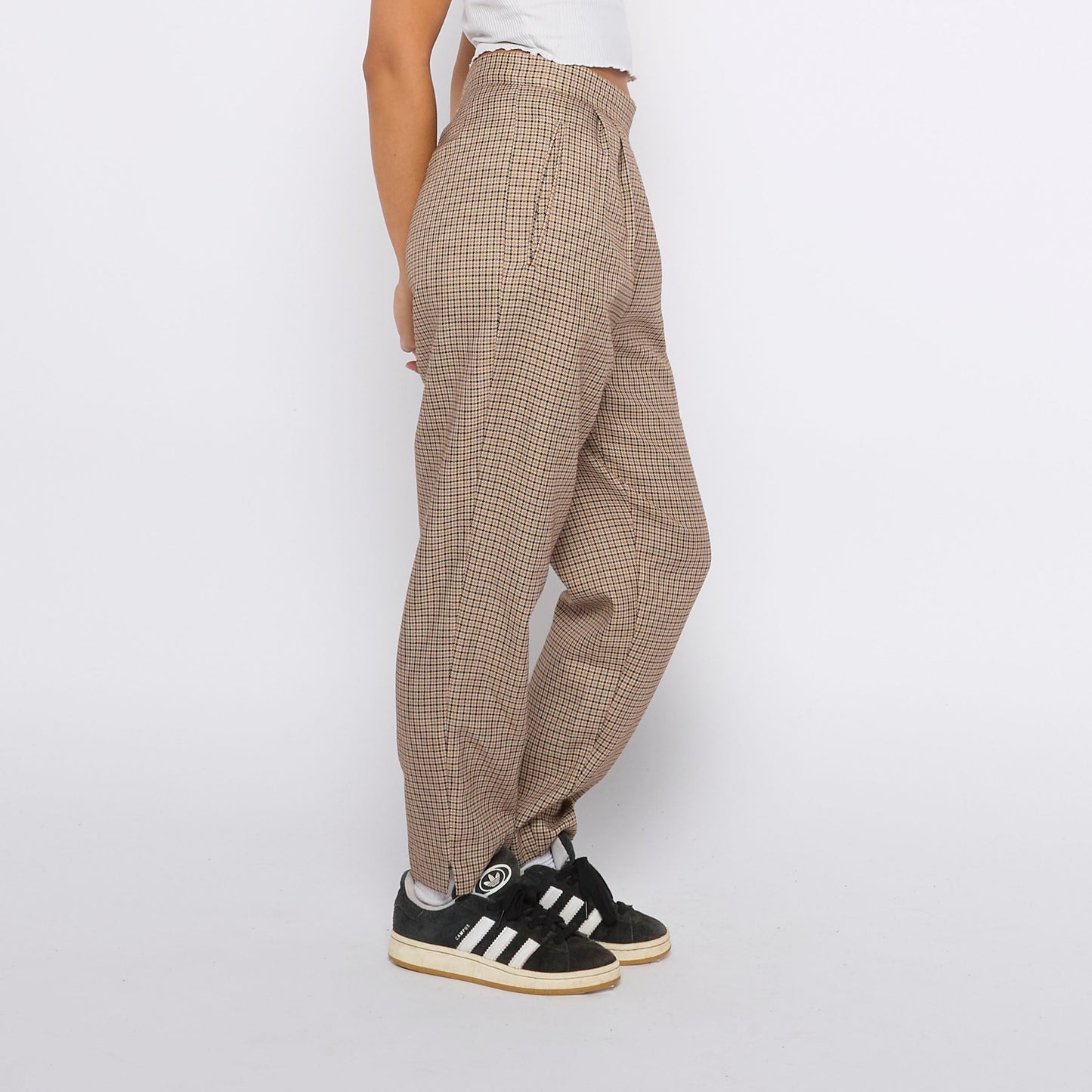 Mini Check Tailored High Waisted Trousers - UK 8