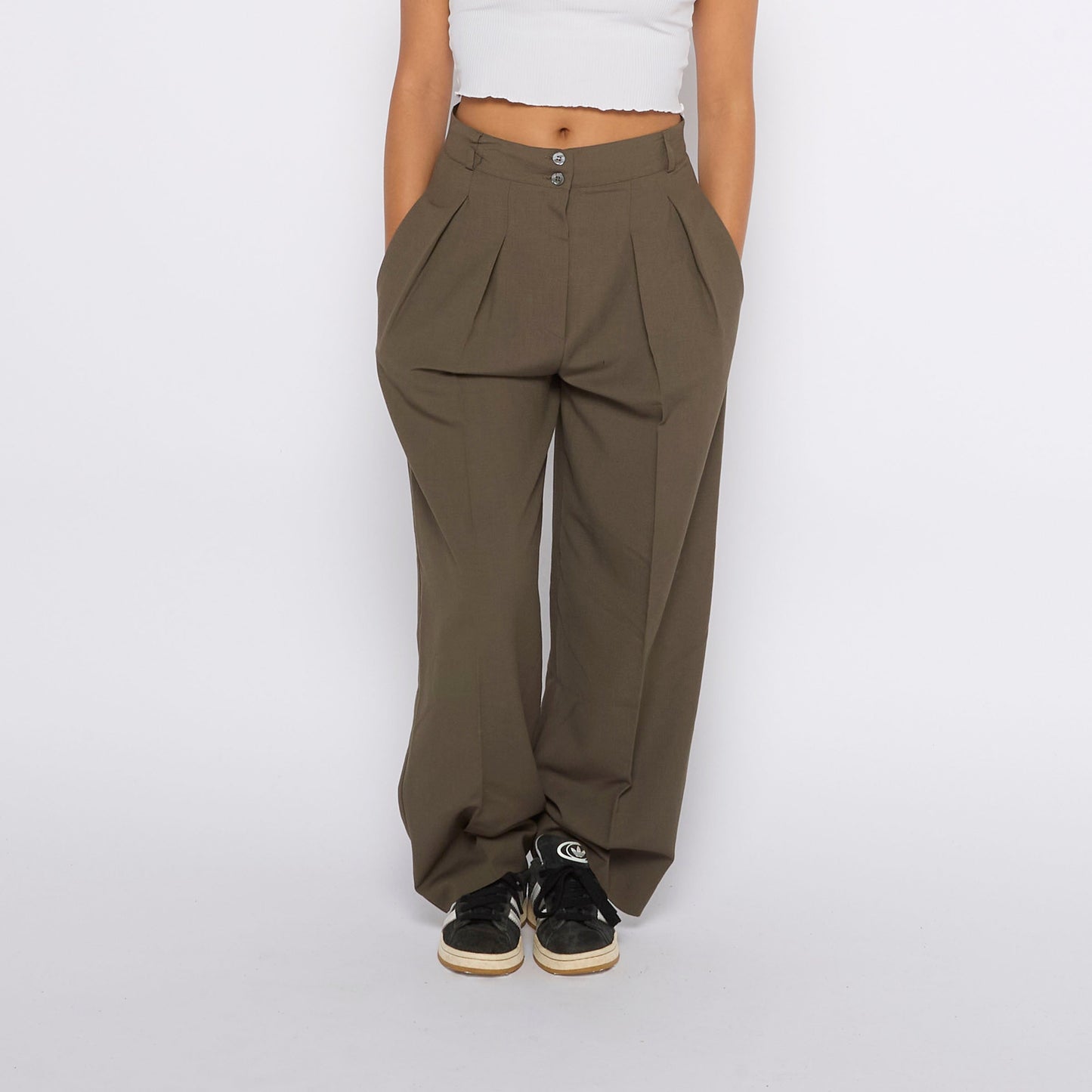 High Waisted Wide Leg Trousers - UK 8