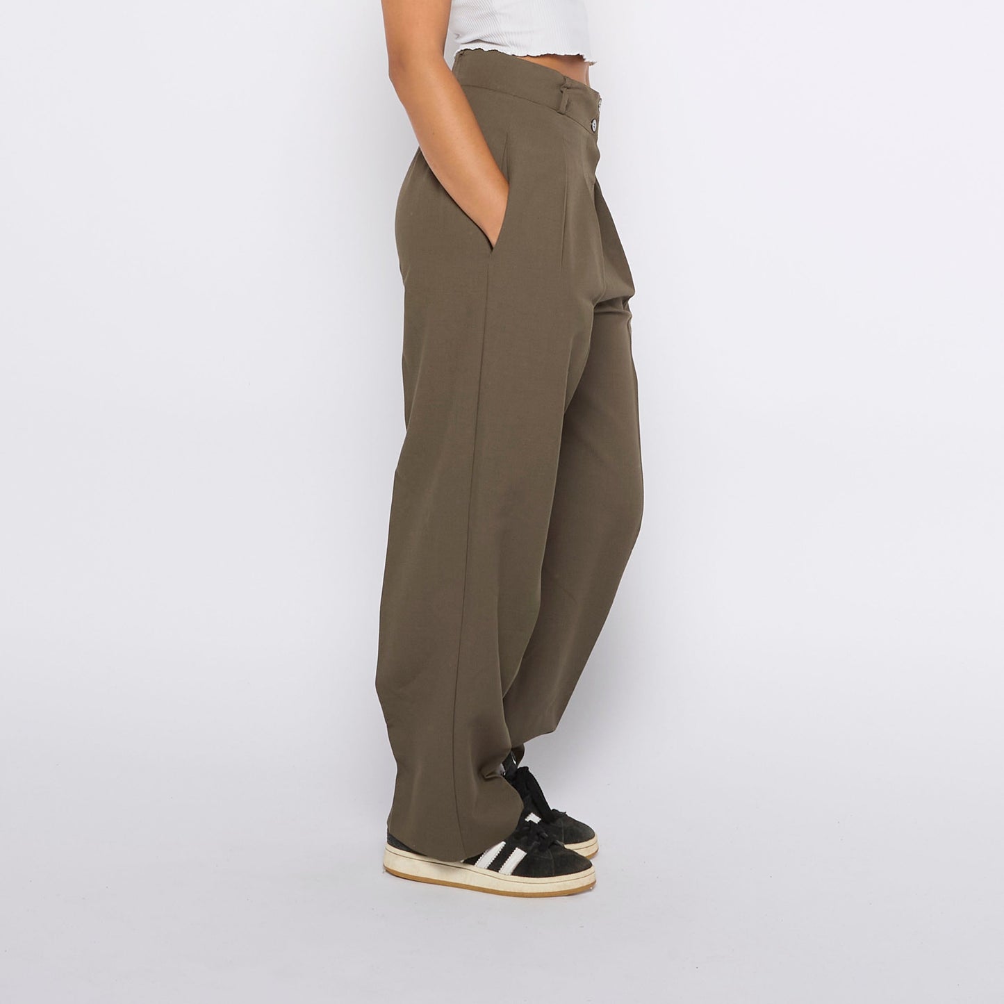 High Waisted Wide Leg Trousers - UK 8