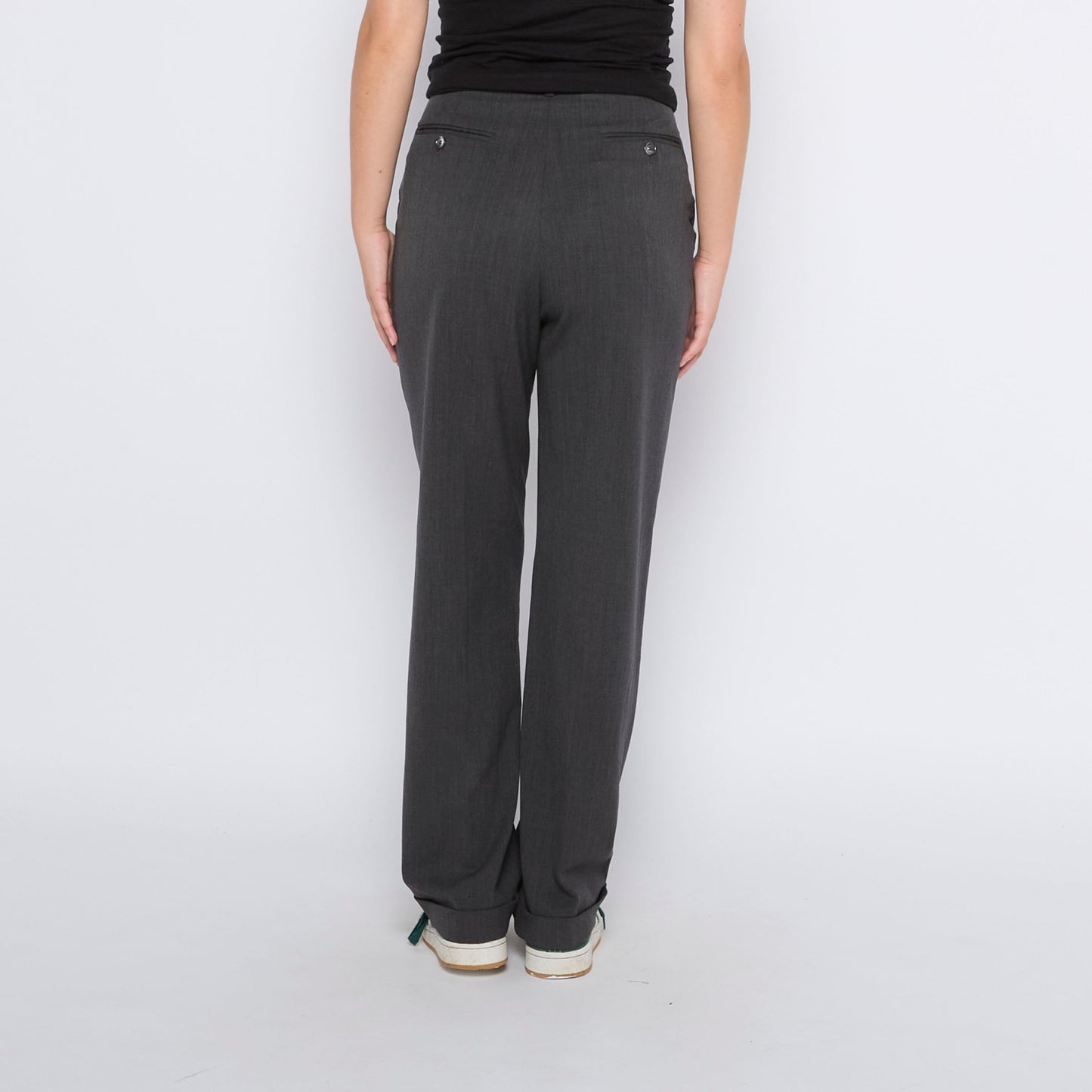 Wide Leg Side Pockets Formal Trousers - UK 8