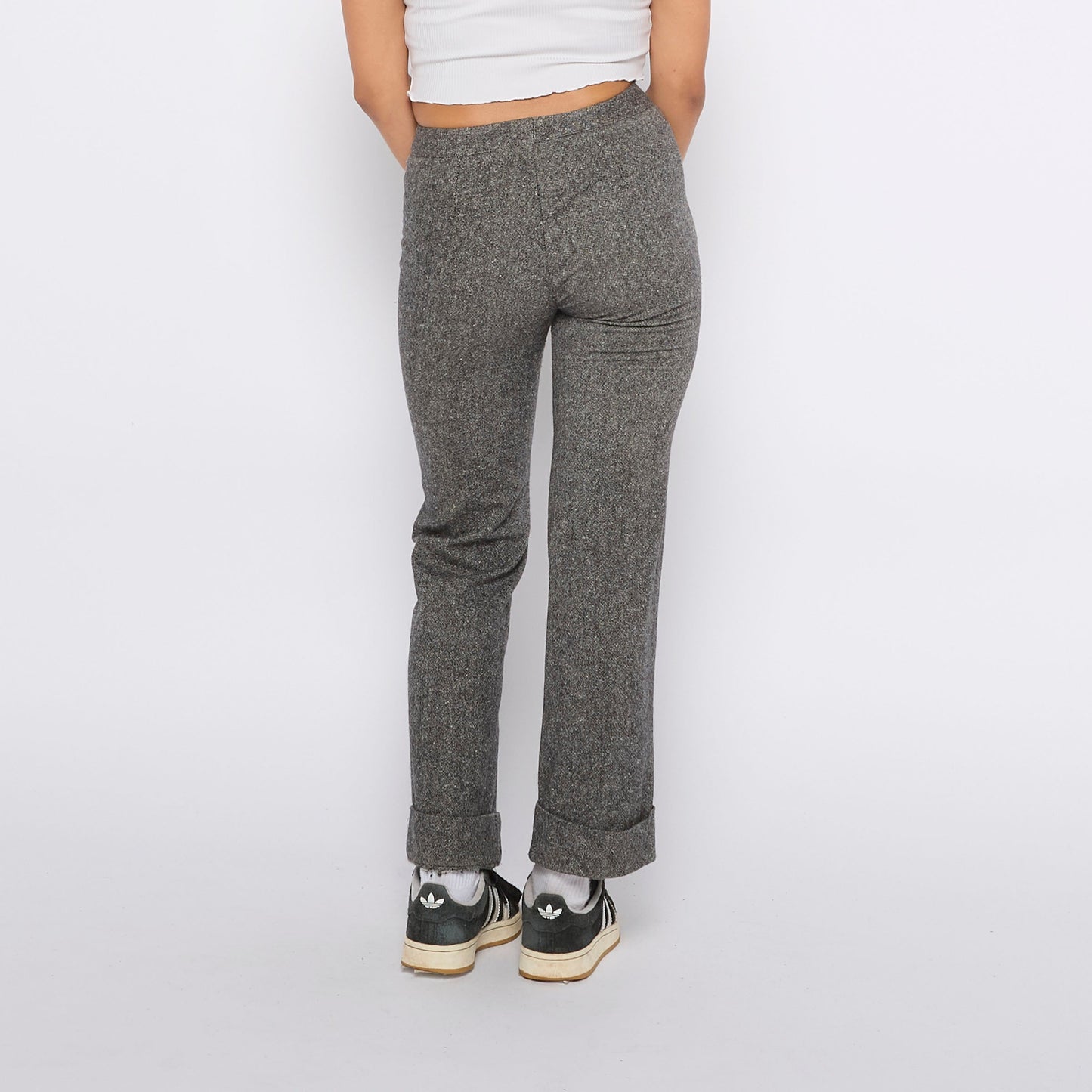 Tweed Smart Slim Fit Trousers with Turn Ups - UK 8