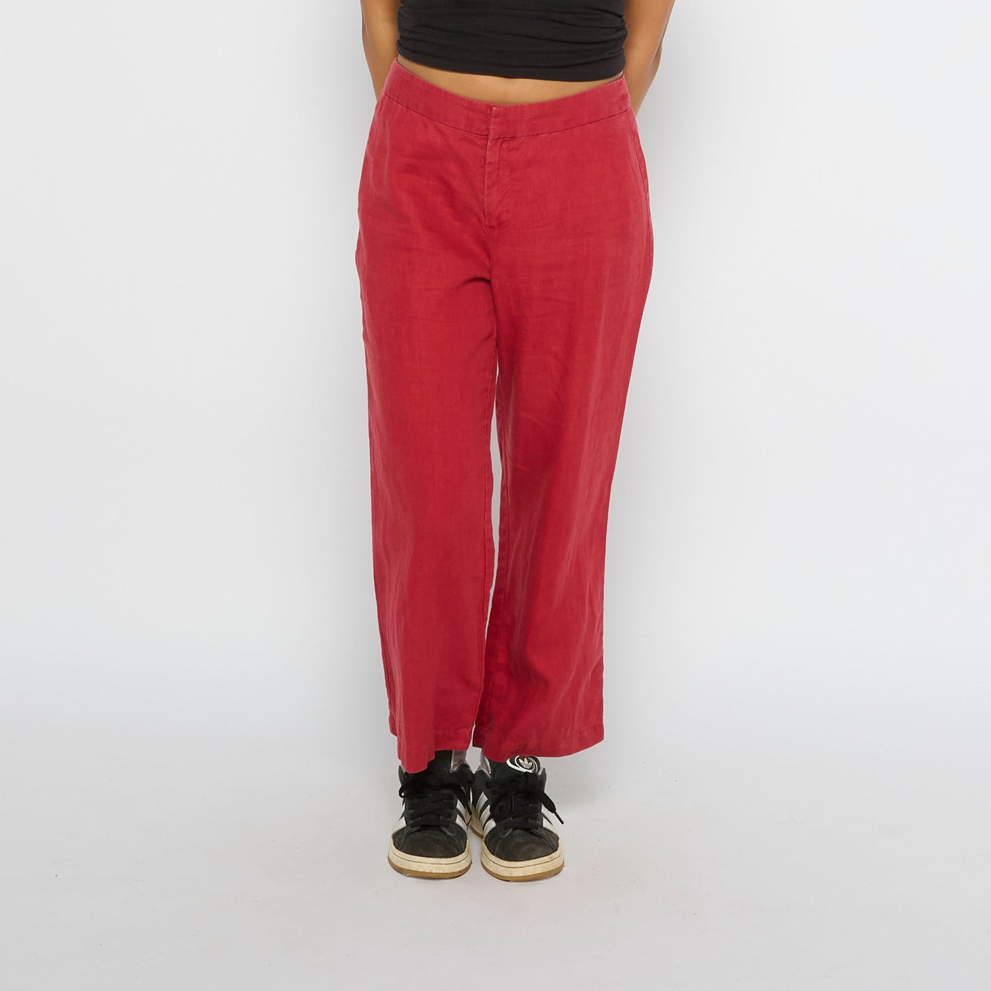 Wide Leg 3/4 Length Linen Trousers - UK 8