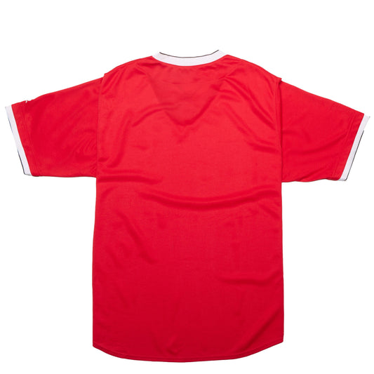 红色拼字纽扣运动衬衫 - XL