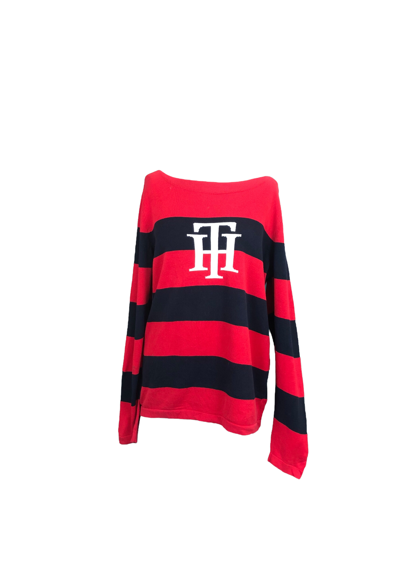 Womens Tommy Hilfiger Striped Crew Neck Long Sleeve Knit - L