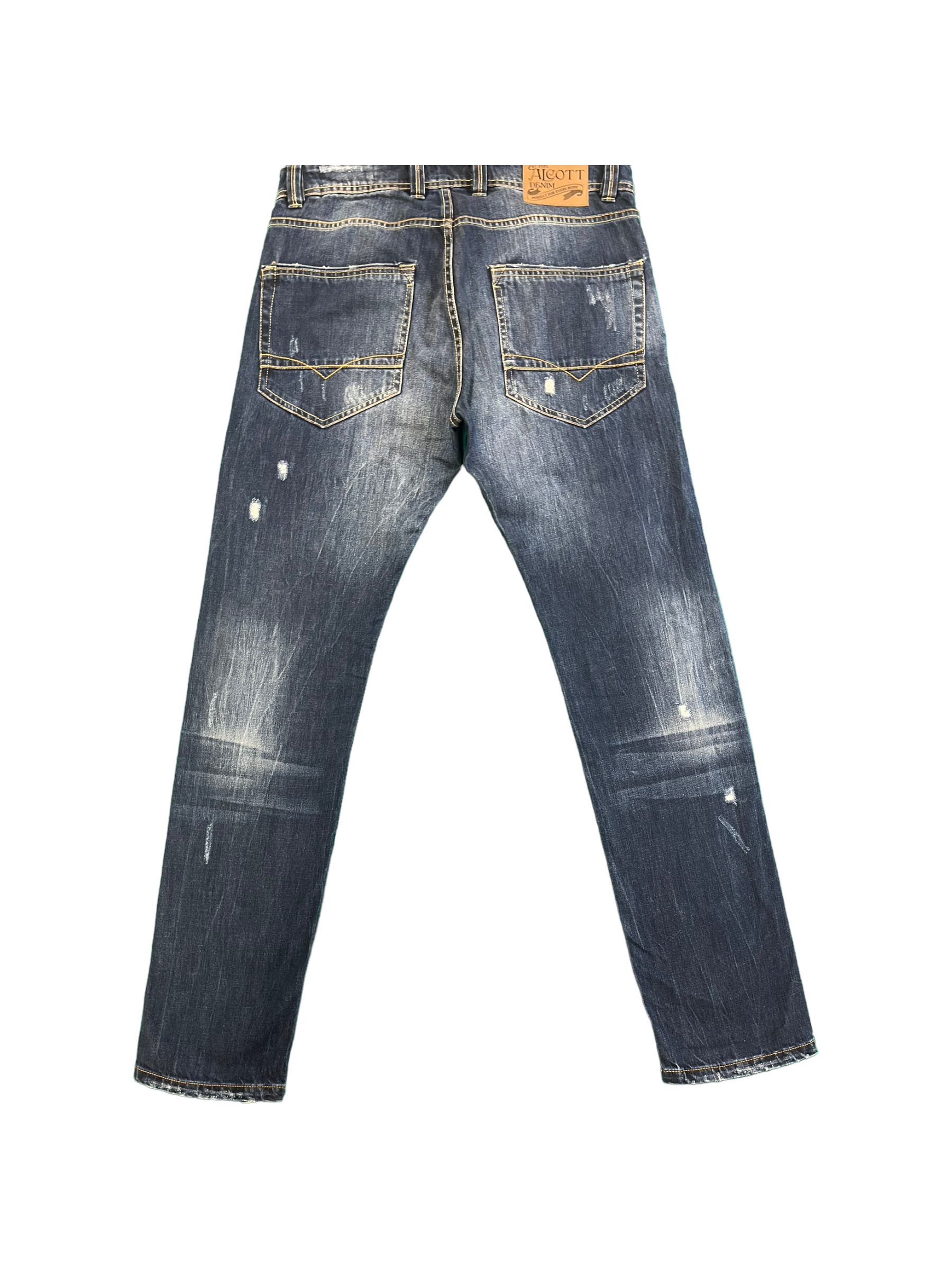Mens Distressed Darkwash Jeans - Waist 36" Length 34"