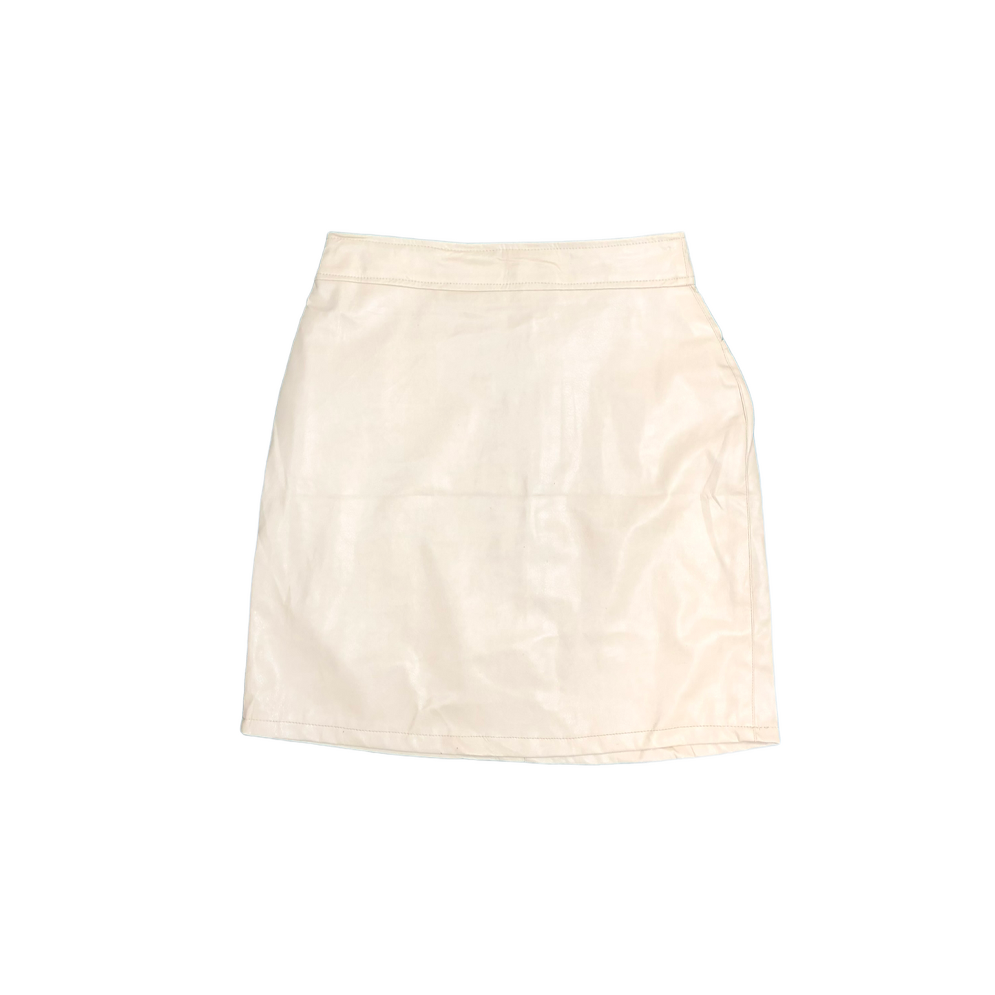 Womens Cream Punto Moda Roma Faux Leather Skirt - UK 10