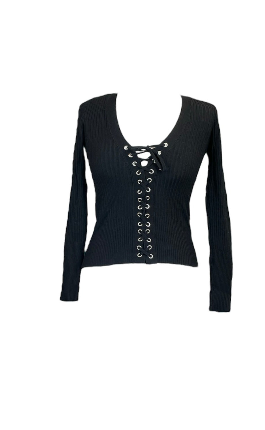 Womens Guess Lace-Up Long Sleeve Top - XS