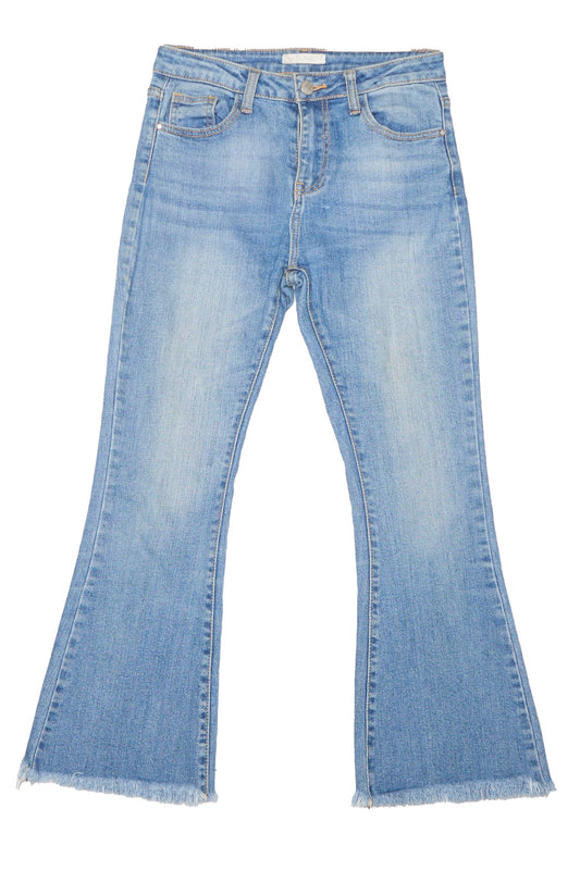 Boot Cut Frayed Denim Jeans - W30" L26"