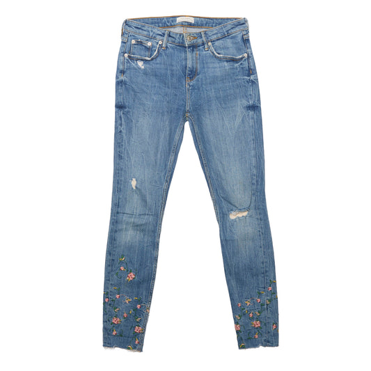 Zara Slim Fit Embroided Flower Jeans - W30" L28"