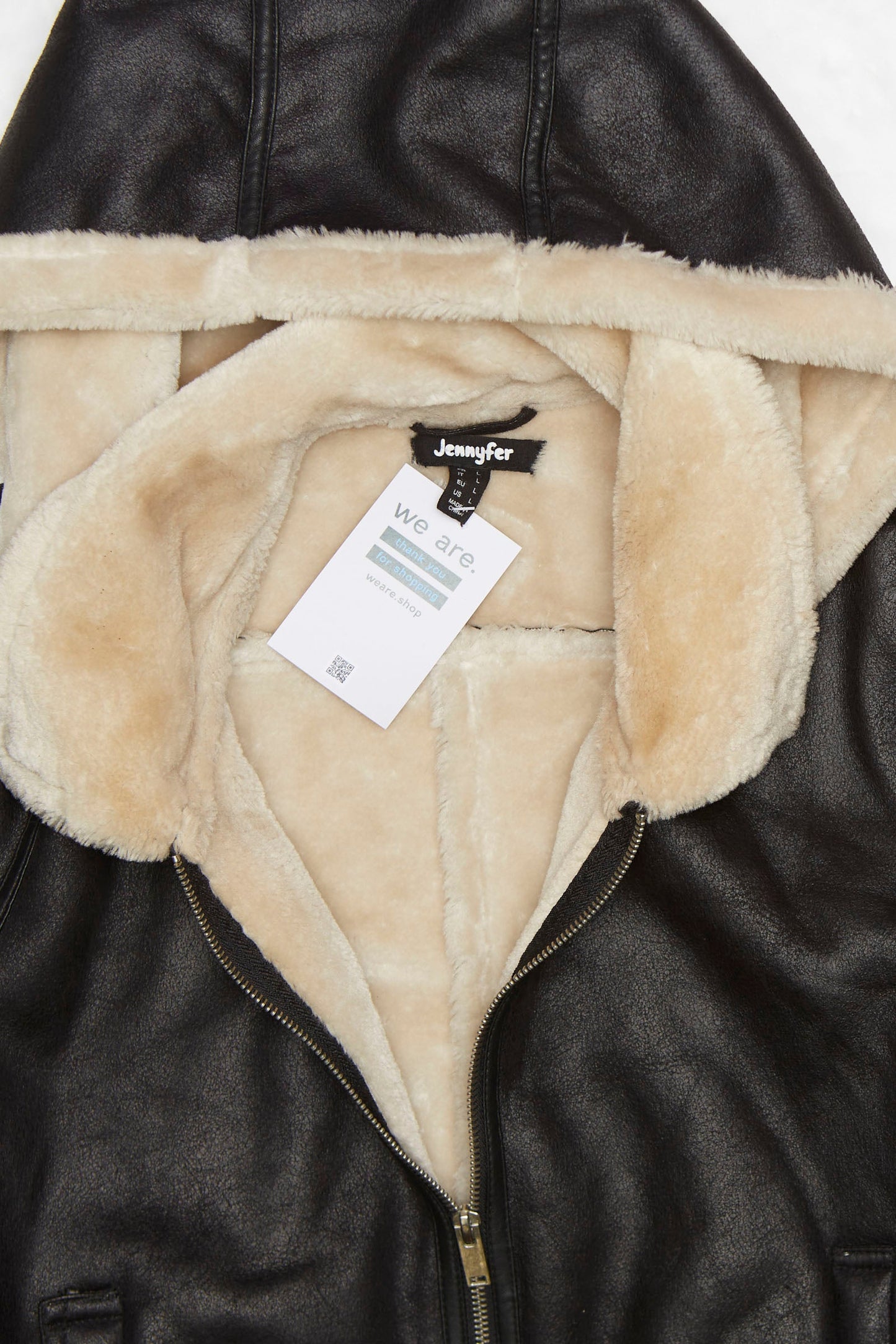 Womens Jennyfer Faux Leather Fur Lined Jacket - L
