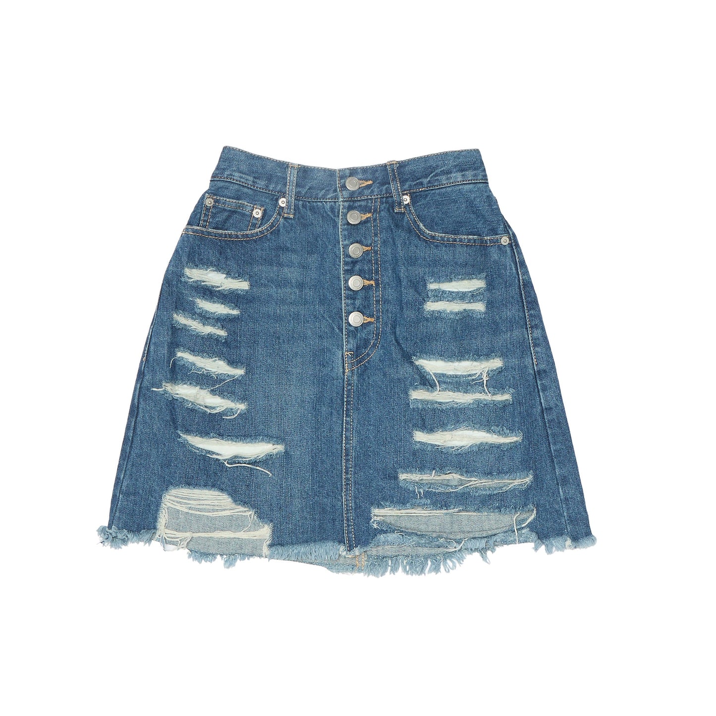 Womens Ripped Denim Mini Skirt - W26"