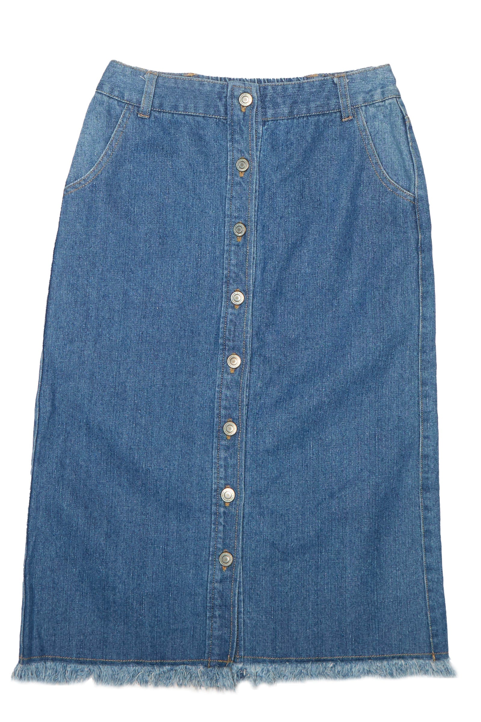 Womens Button Through Frayed Skirt - W28" 