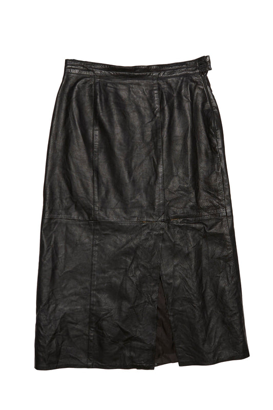 Womens Norma Split Hem Leather Maxi Skirt - M