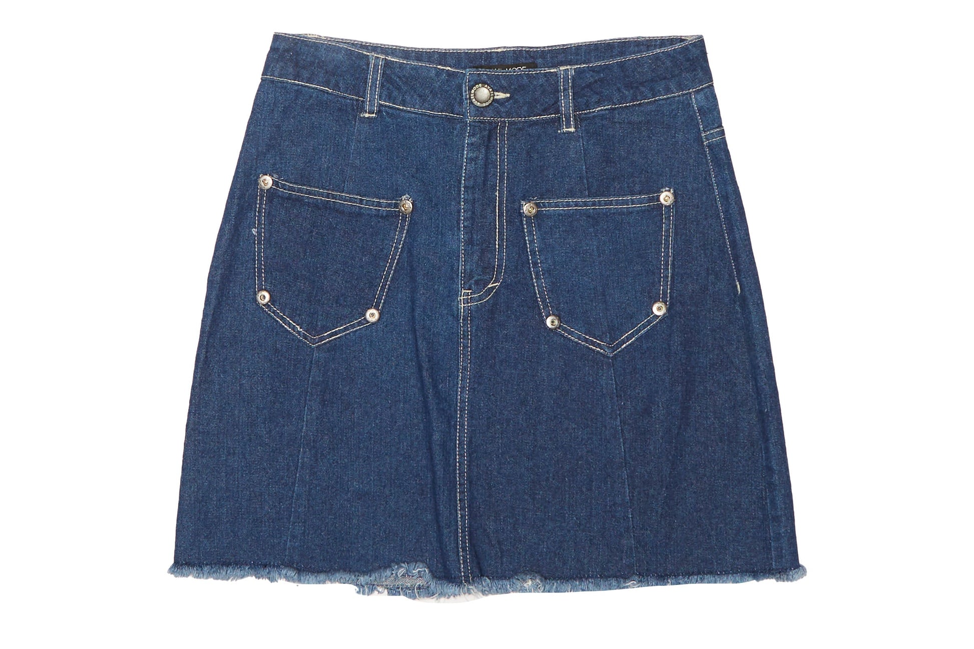 Womens Pocket Studded Frayed Mini Skirt - W28"