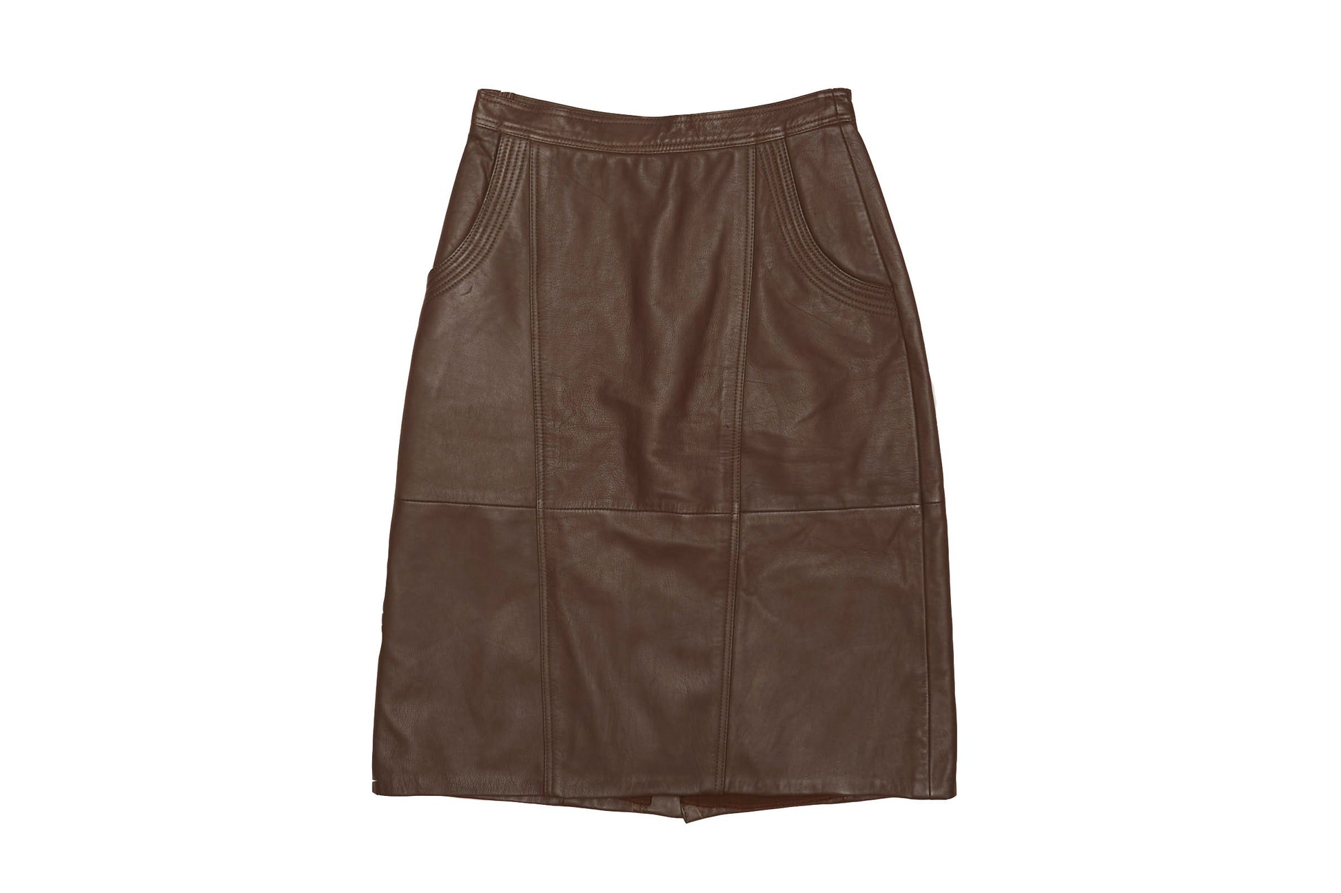Womens Leather Midi Skirt - XS