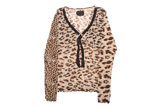 Womens We Are Leopard Print V-Neck Top - M